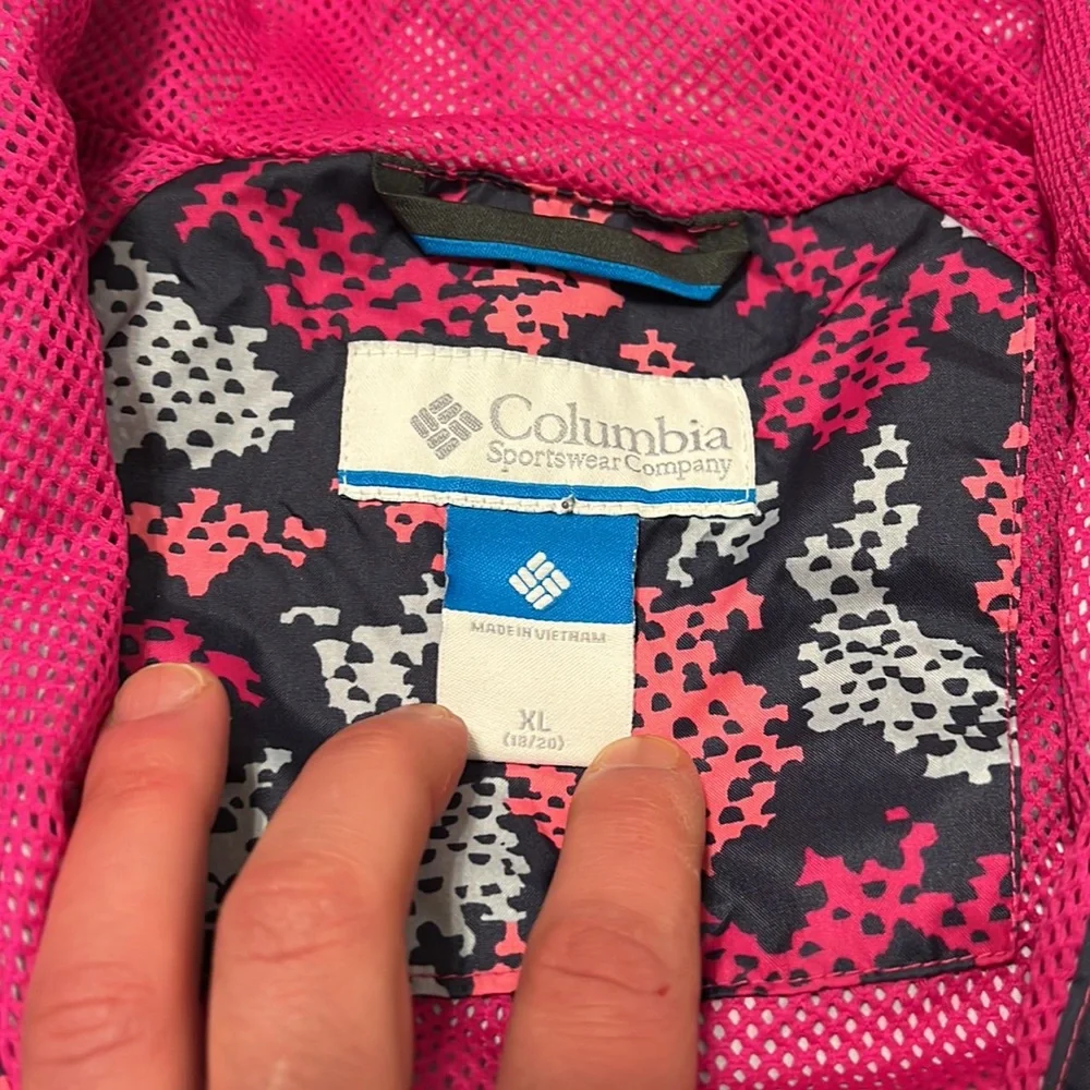 Columbia Hooded Jacket, Windbreaker, Rain, Pink, Gray, Lightweight, Size XL - Picture 7 of 10